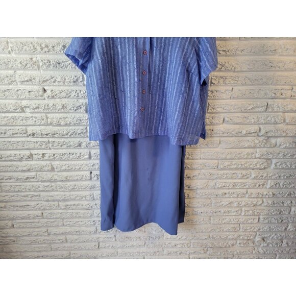 CM Shapes Women Dress 2XWP Plus Petite with Sheer Crepe Overlay Top BLU27E - Picture 6 of 13